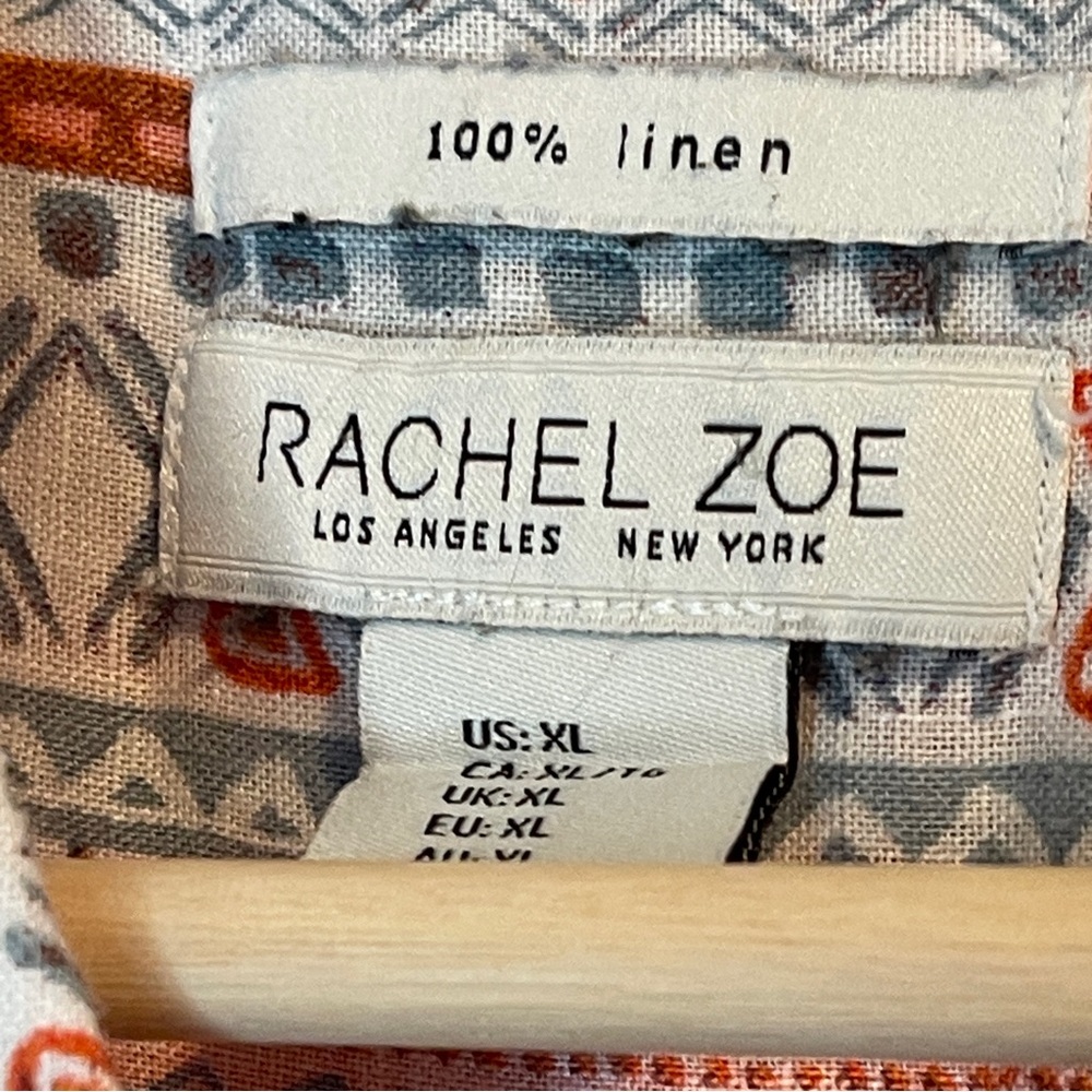 Rachel Zoe 100% Linen Womens Short Sleeves Button Down Shirt Size XL - Picture 4 of 4